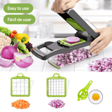 Cortador Verduras Manual Multifuncional, Múltiples Accesorios y Cuchillas, Incluye Recipiente, Pelador y Filtro, para Preparación Fácil de Comidas, Cortador Profesional para Verduras y Frutas