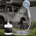 Ducha Portátil Camping Ideal para Viajes, Acampadas, Exteriores y Jardín, 150cm de Manguera, Incluye Cable de Carga USB y Soporte, Ahorra Agua, Potencia de Larga Duración, Compacta, Resistente y Fácil de Transportar, Resistencia al Agua IPX7