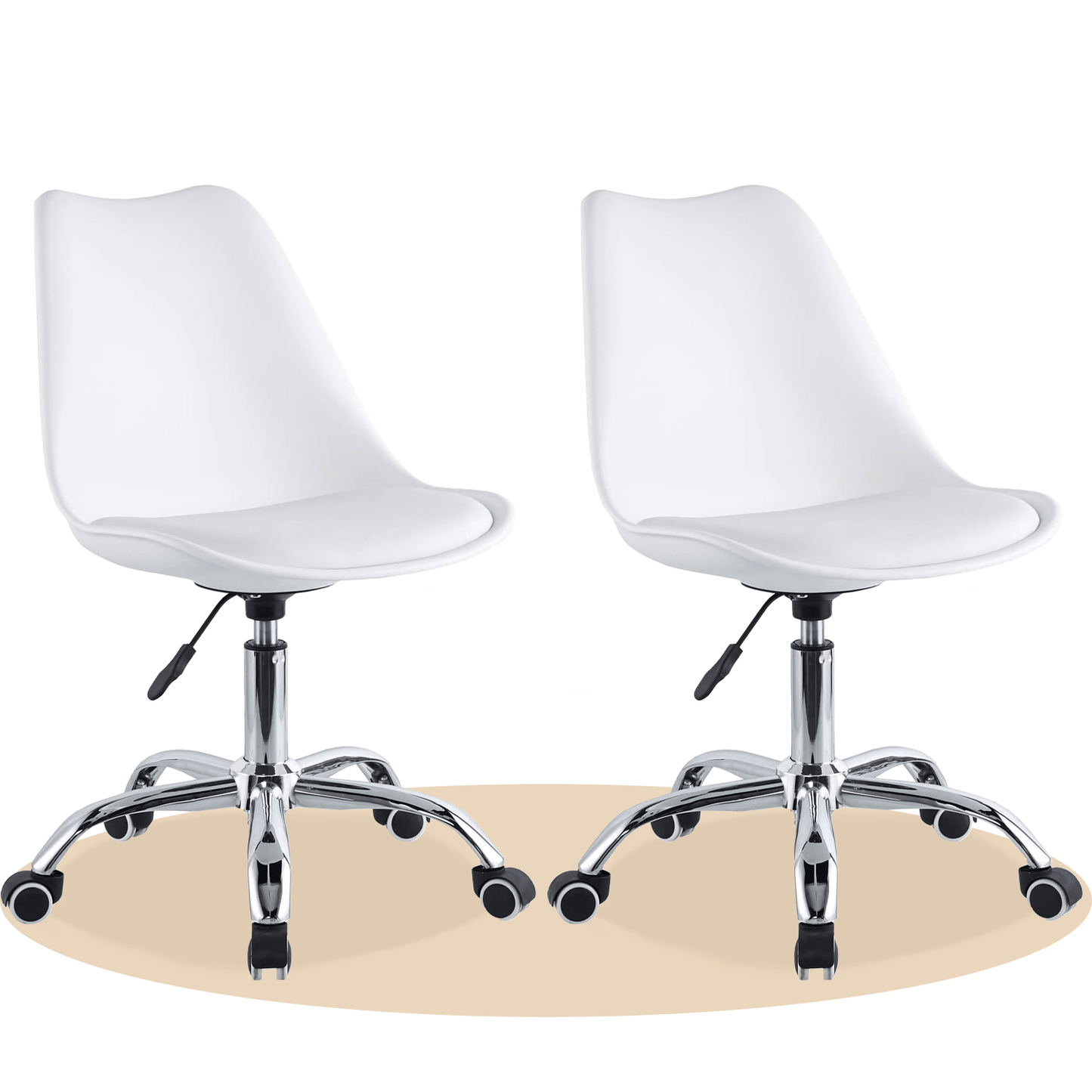 Silla Escritorio Ergonómica con Ruedas, Silla Oficina Giratoria con Altura Ajustable, Acolchada, Estilo Nórdico, Ideal para Estudio y Oficina