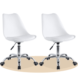 Silla Escritorio Ergonómica con Ruedas, Silla Oficina Giratoria con Altura Ajustable, Acolchada, Estilo Nórdico, Ideal para Estudio y Oficina