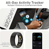 Anillo, Monitor de Pasos, Calorías y Oxígeno, Monitor y Calidad del Sueño, Bluetooth v5.1, Carga Magnética, APP JYouPro, Compatible con Android 5.0, iOS10.0 o superior, 128kb ROM + 96kb RAM - 17,5 mAh, Uso Aproximado 5-7 días