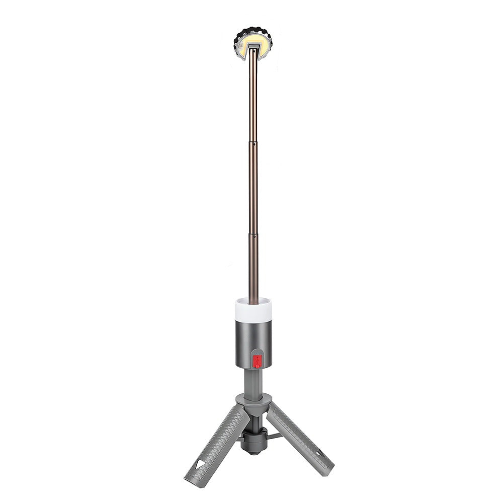 Linterna Camping Telescópica y Recargable, Varios niveles de Luz y Color, Aleación de Aluminio, Mando a distancia, Bombilla COB + RGB, Batería: 2 x 3.000 mAh, Medidas: 7 x 7 x 31-113,5 cm