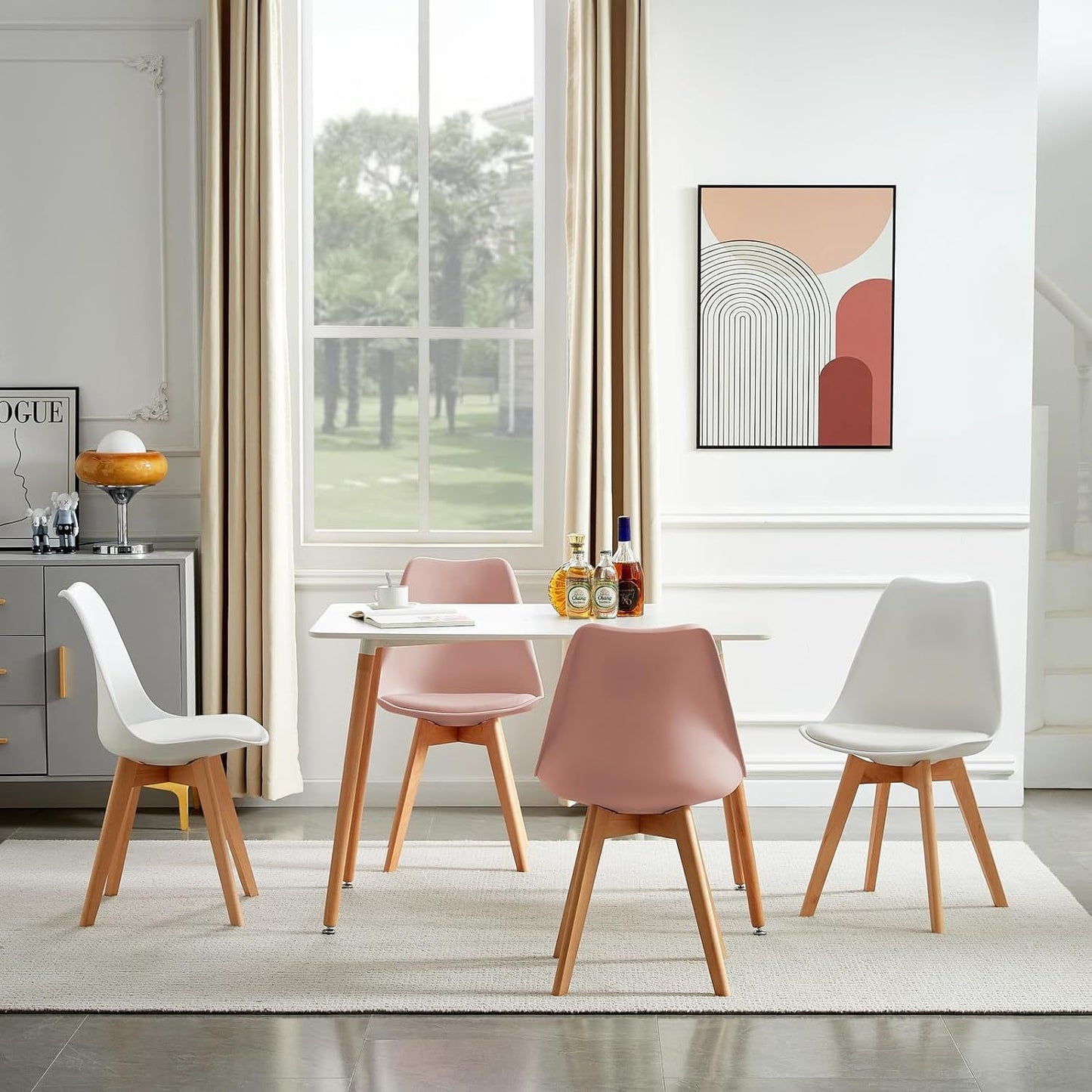 1/2/4/6 Unidad Sillas para Comedor, Sillas para Cocina con Asiento Blando, Tapizado y Patas Resistentes de Madera de Haya, Sillas Nórdicas