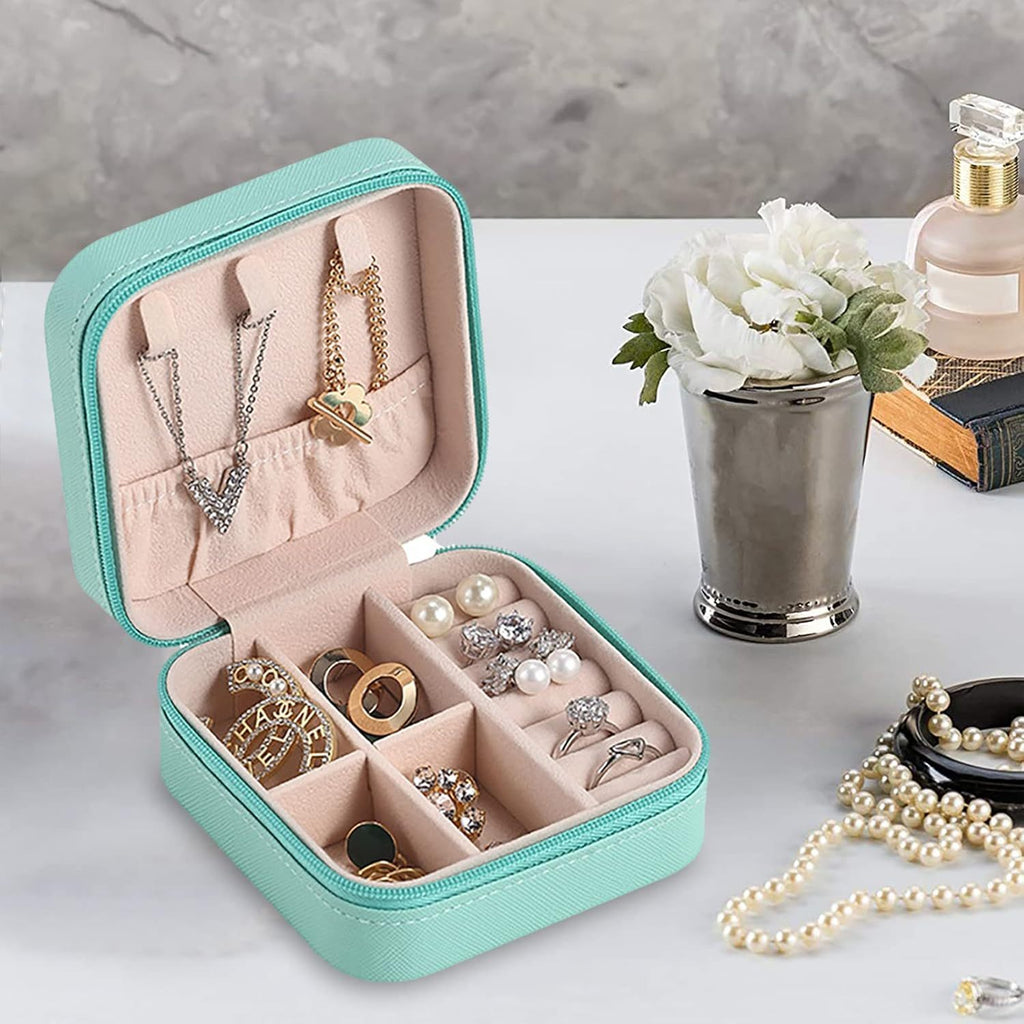 Mini Joyero Viaje, Estuche Portátil para Joyas, Organizador Joyas, Portable, Ideal para Viajes, Cremallera Resistente, Caja de Almacenamiento para pendientes, anillos, collares, pulseras