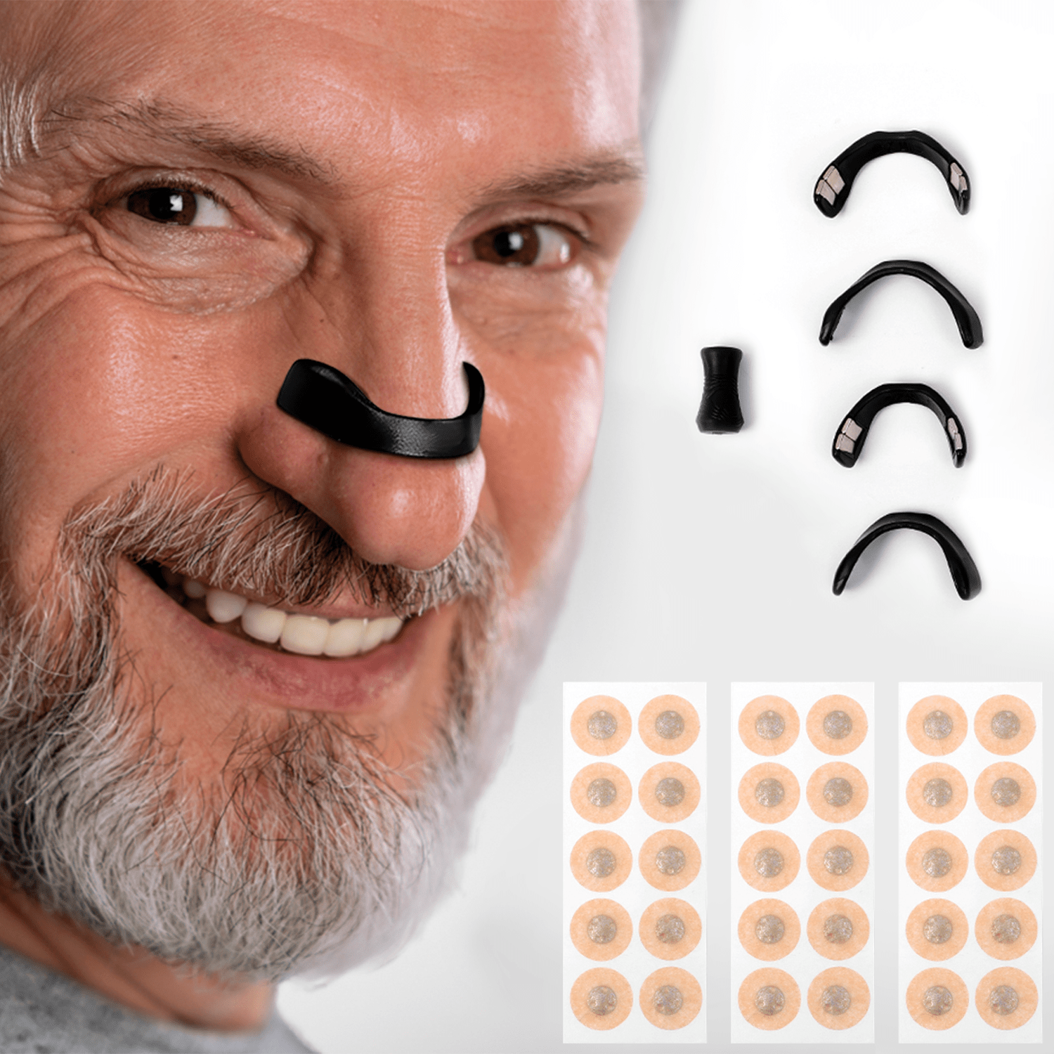 Tiras Nasales Magneticas, 4 Tiras de Diferentes Tallas, 1 Aplicador, 30 Parches, Promueve la Respiración Nasal y Mejora el Ronquido, Ideal para Deportistas