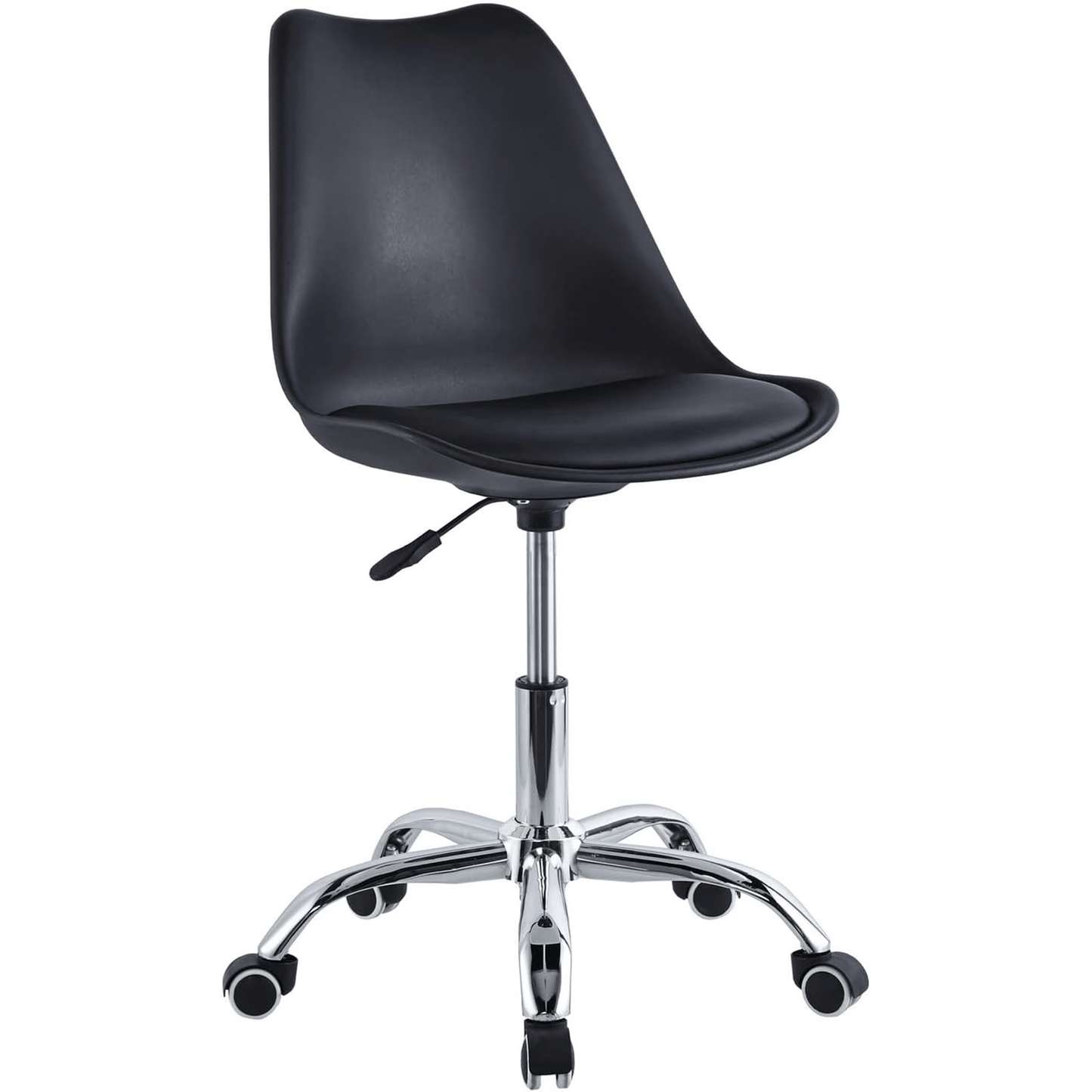 Silla Escritorio Ergonómica con Ruedas, Silla Oficina Giratoria con Altura Ajustable, Acolchada, Estilo Nórdico, Ideal para Estudio y Oficina