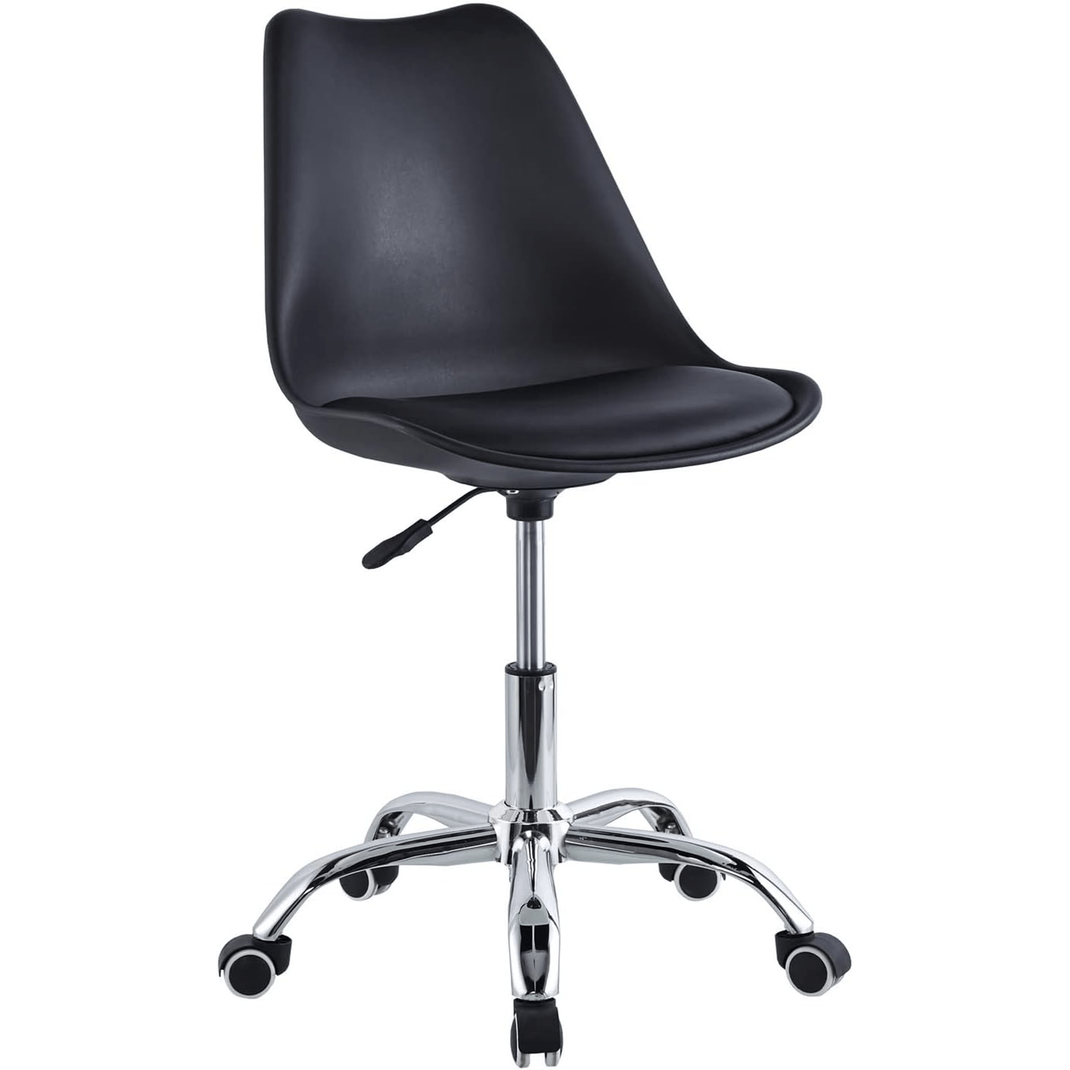 Silla Escritorio Ergonómica con Ruedas, Silla Oficina Giratoria con Altura Ajustable, Acolchada, Estilo Nórdico, Ideal para Estudio y Oficina