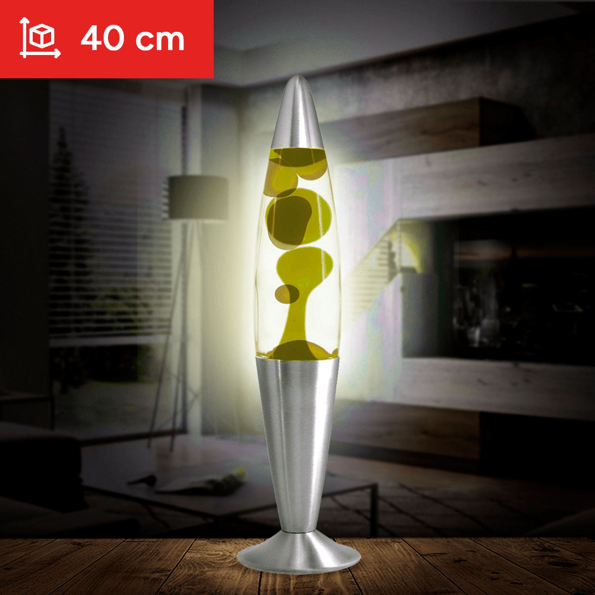Lámpara de Lava de 40cm de Alto, Luz Decorativa con Líquido en el Interior y Tenue Luz que Genera un Ambiente Único, Especial, Cálido y Relajante, Bombilla de 30W Incluida, Da un toque Especial a tu Casa u Oficina