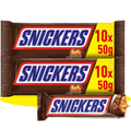 Snickers Barrita de Chocolate con Leche, Crema de Cacahuete, Caramelo y Cacahuetes, 20 Barritas de 50g