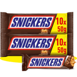 Snickers Barrita de Chocolate con Leche, Crema de Cacahuete, Caramelo y Cacahuetes, 20 Barritas de 50g