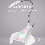 Mars Gaming MMIC, Micrófono Gaming USB Omnidireccional con Iluminación RGB Flow, Brazo Flexible, Botón Mute, Plug & Play, para Streaming y Gaming en PC, PS4, PS5, Mac, Blanco