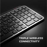 Mars Gaming MK-SILENKEYS, Teclado Inalámbrico Full-Format Compacto, Perfil Bajo, Switches Tijera Silenciosos, Tecla Copilot AI, Bluetooth 5.1 Dual + 2.4GPRO, Batería 200h, PC/Mac, Español, Negro