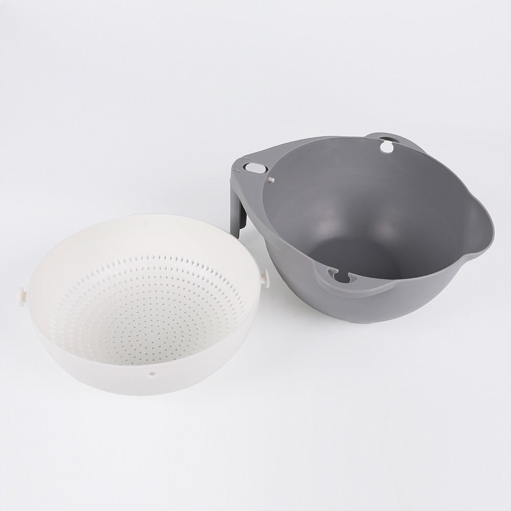 Cuenco Escurridor, Colador de Cocina, Colador Basculante con Asa de Agarre, Desmontable y Fácil de Limpiar, Botón de Bloqueo, Hecho de Plástico Resistente, 24 x 13 cm