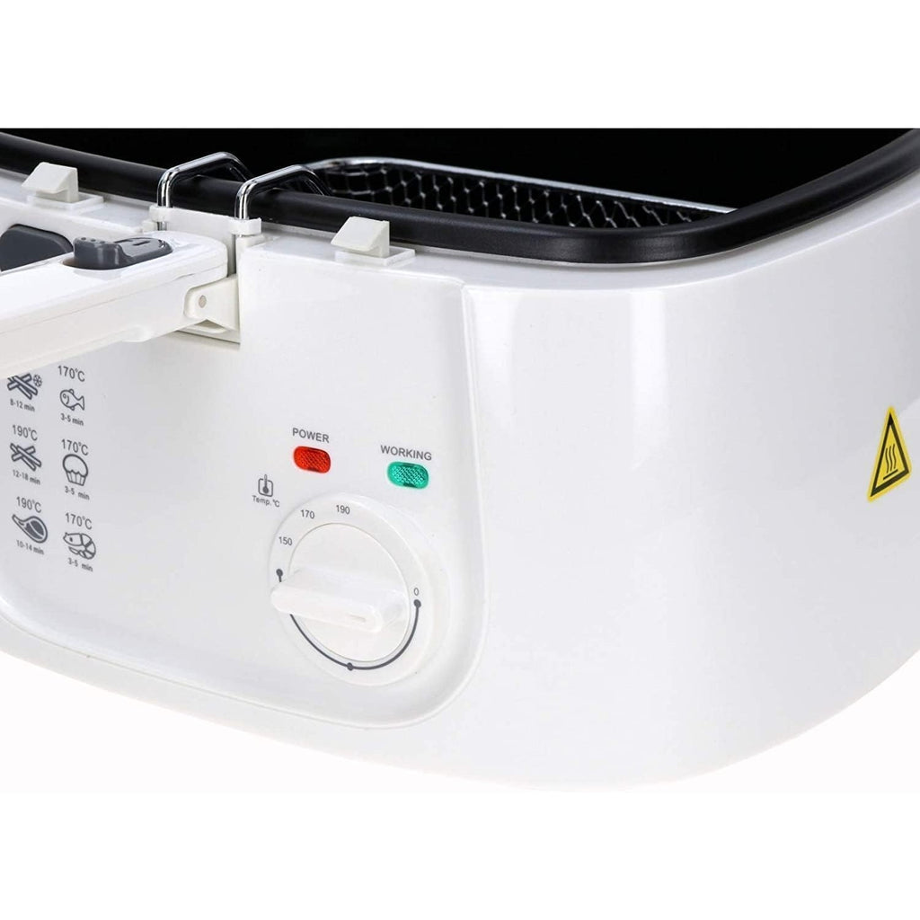 Freidora de Aceite, Freidora Eléctrica con 2,5 Litros de Capacidad, Ventana Superior, Termostato Regulable, Cesta con Mango Abatible, Desmontable para facitilar la Limpieza, Selector de Temperatura: 0ºC-190ºC, Tamaño Compacto, 1,800 W