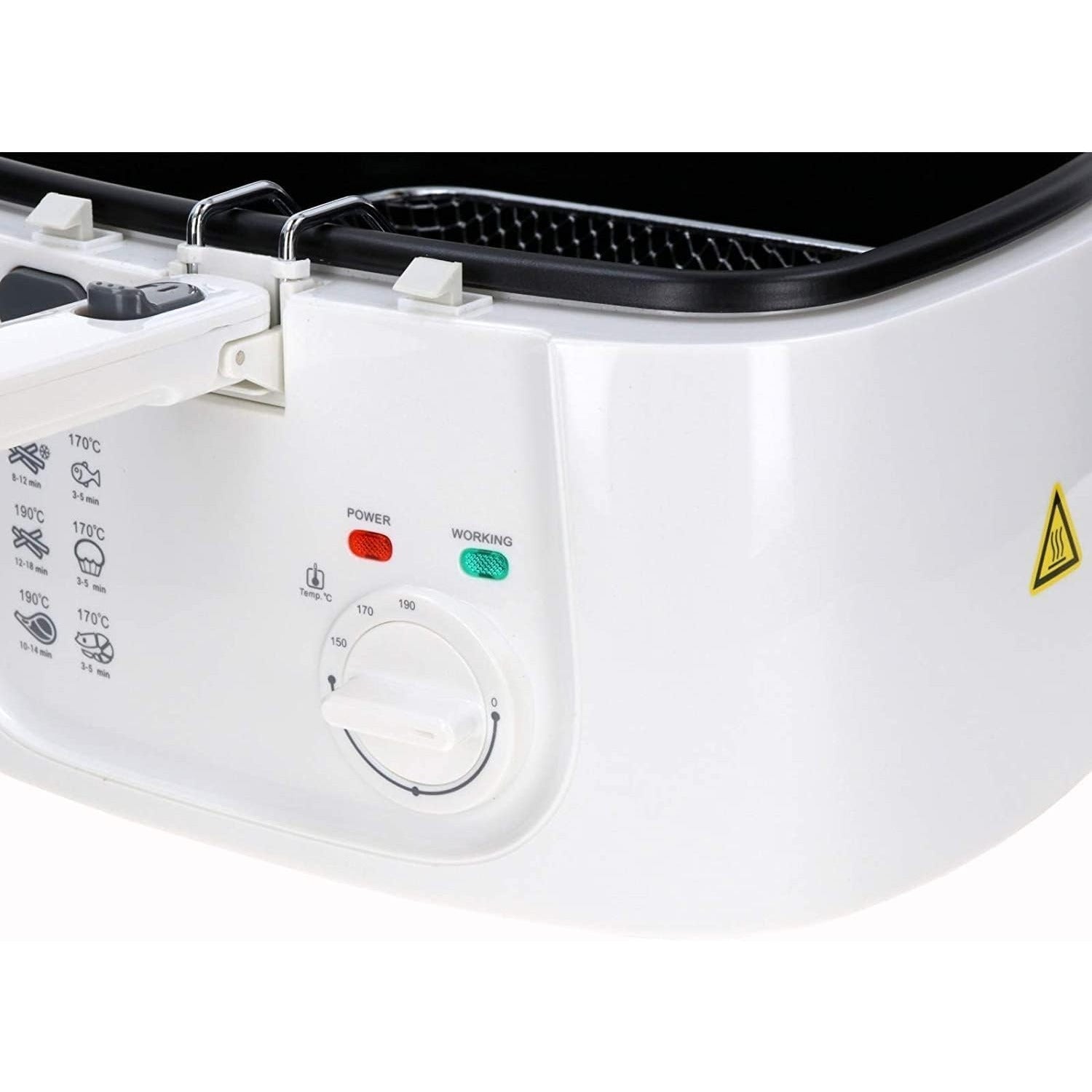 Freidora de Aceite, Freidora Eléctrica con 2,5 Litros de Capacidad, Ventana Superior, Termostato Regulable, Cesta con Mango Abatible, Desmontable para facitilar la Limpieza, Selector de Temperatura: 0ºC-190ºC, Tamaño Compacto, 1,800 W