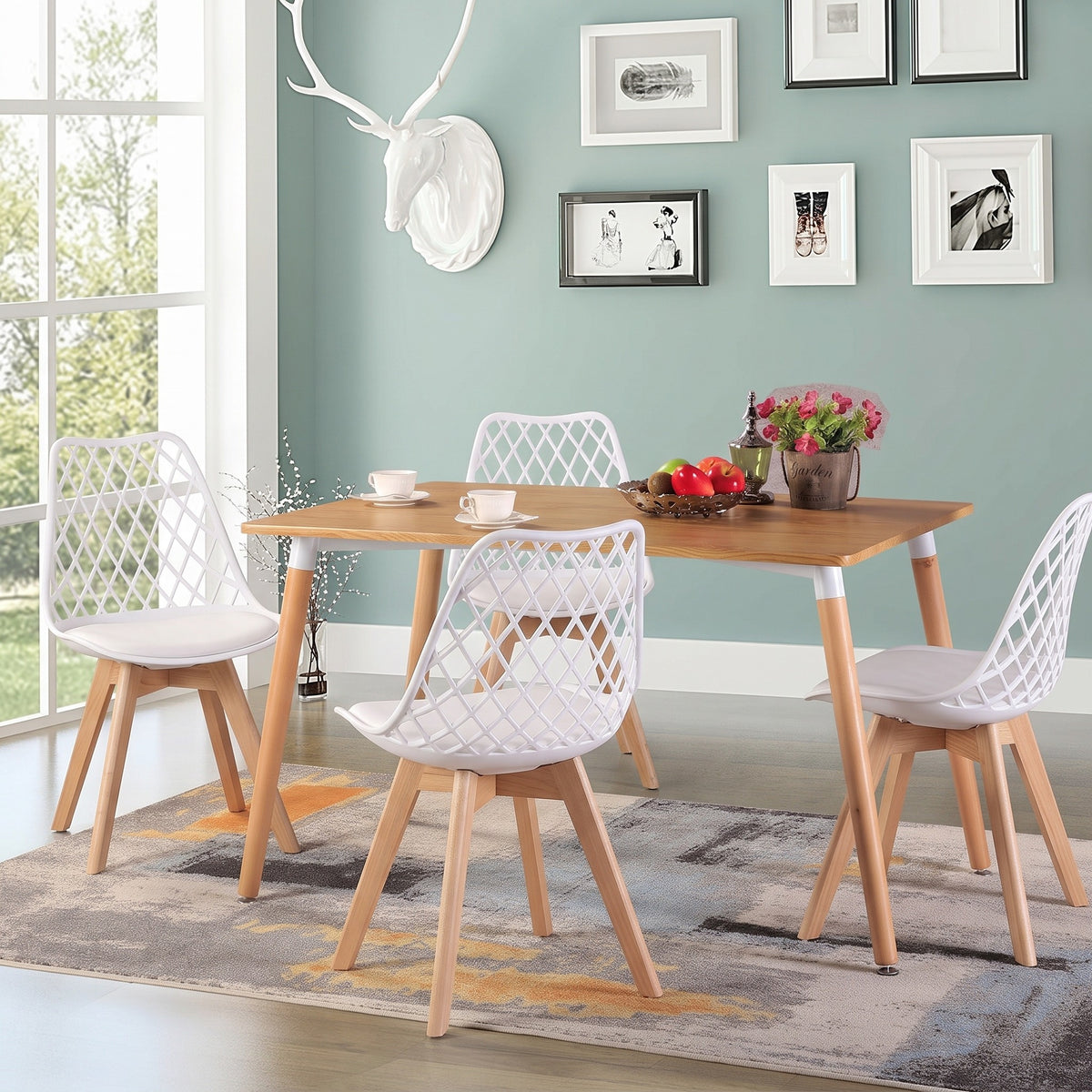 1/2/4/6 Unidad Sillas para Comedor, Sillas para Cocina con Asiento Blando, Tapizado y Patas Resistentes de Madera de Haya, Sillas Nórdicas con Diseño Tramado