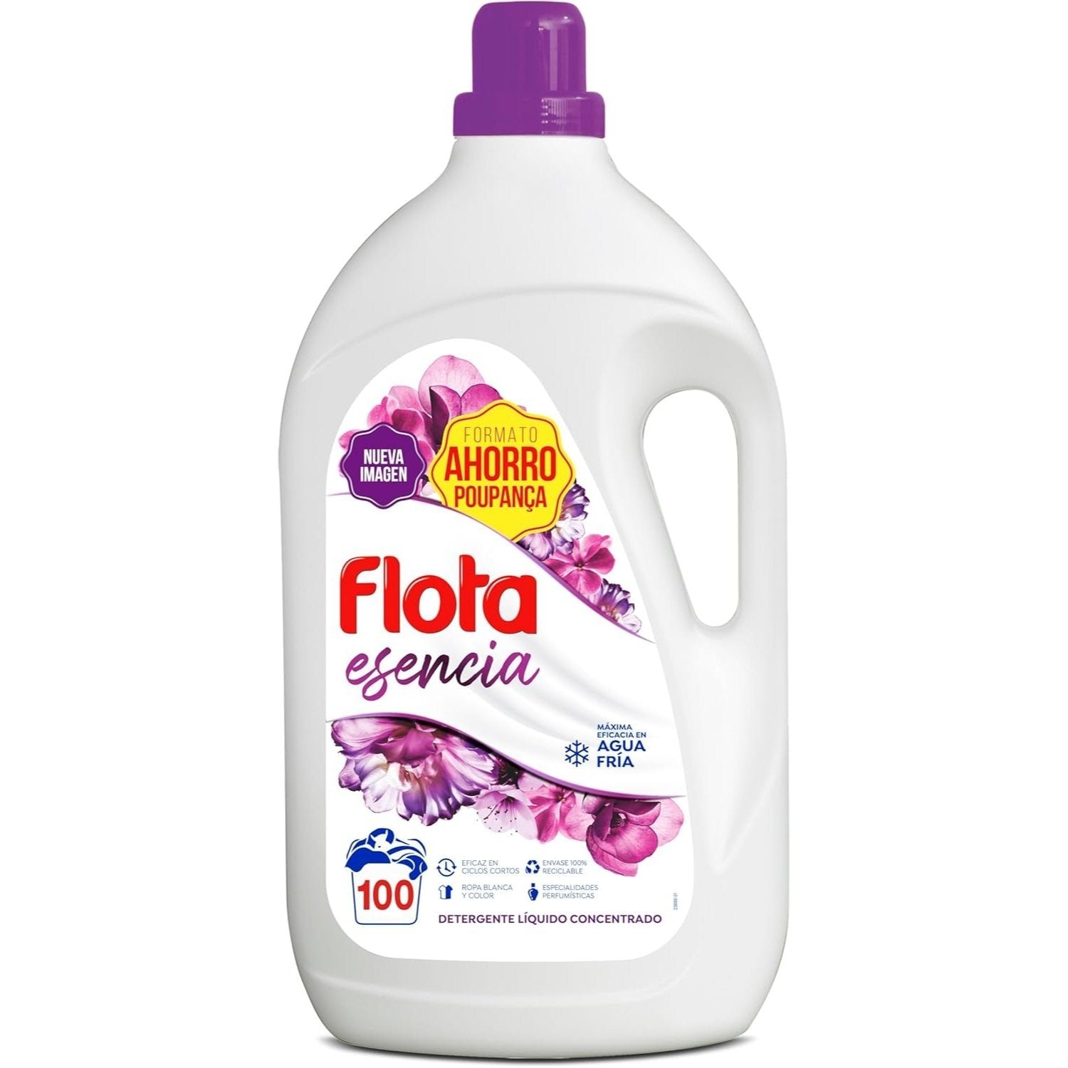 FLOTA Detergente Líquido Quitamanchas incluso en Agua Fría para Lavadora, Para Ropa Blanca y de Color, Fragancia Esencia, 2x100 Lavados, Formato Familiar