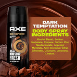 Axe Desodorante Spray Antitranspirante Dark Temptation, Aroma a Chocolate Negro​, Olor Irresistible durante 48 horas, 150ml por Spray