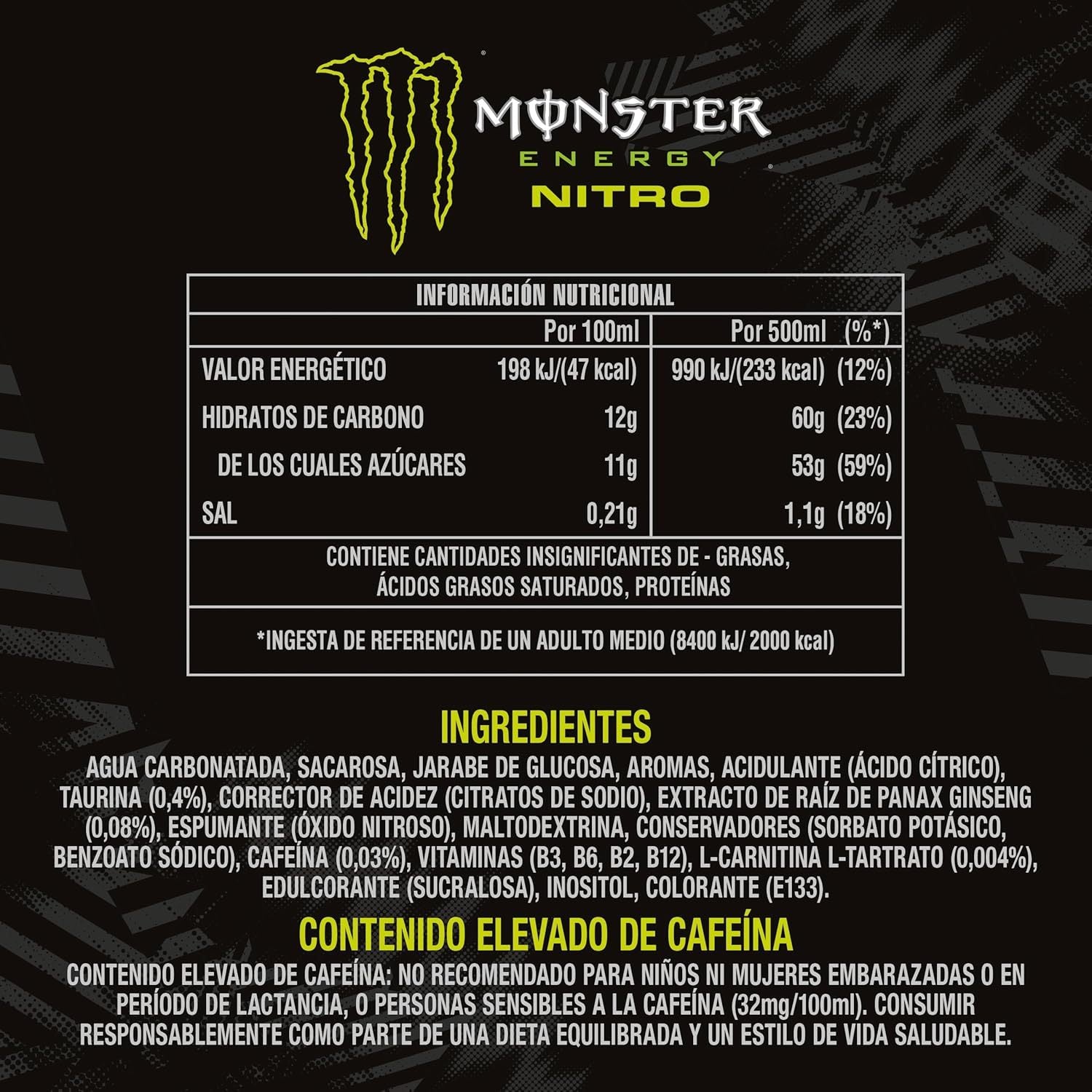 MONSTER ENERGY Bebida Energética, Refresco Energético, Pack 12/24 Latas de 500ml