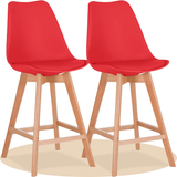 Taburete Alto Cocina con Respaldo, Asiento Blando y Tapizado, Patas Altas Resistentes de Madera de Haya con Reposapiés, Sillas Nórdicas, Ideal para Cocina, Salón, Comedor y Restaurante, 54.5 x 49.5 x 106 cm