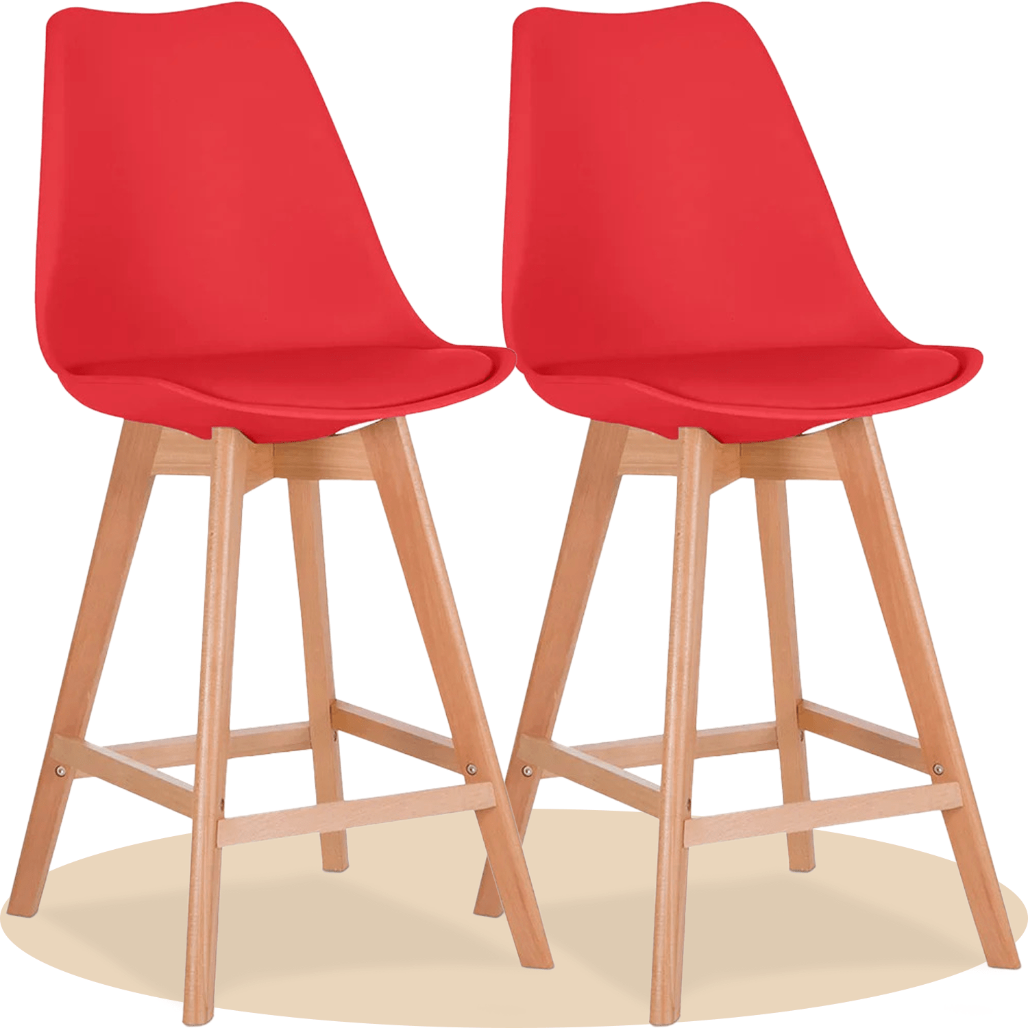 Taburete Alto Cocina con Respaldo, Asiento Blando y Tapizado, Patas Altas Resistentes de Madera de Haya con Reposapiés, Sillas Nórdicas, Ideal para Cocina, Salón, Comedor y Restaurante, 54.5 x 49.5 x 106 cm