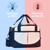 Bolsa Térmica Comida de 30L de Capacidad, Bolsa Aislamiento Isotérmico Hermética, Resistente y Espaciosa, ideal para Picnic, Playa, Camping y Excursión, Azul y Crema