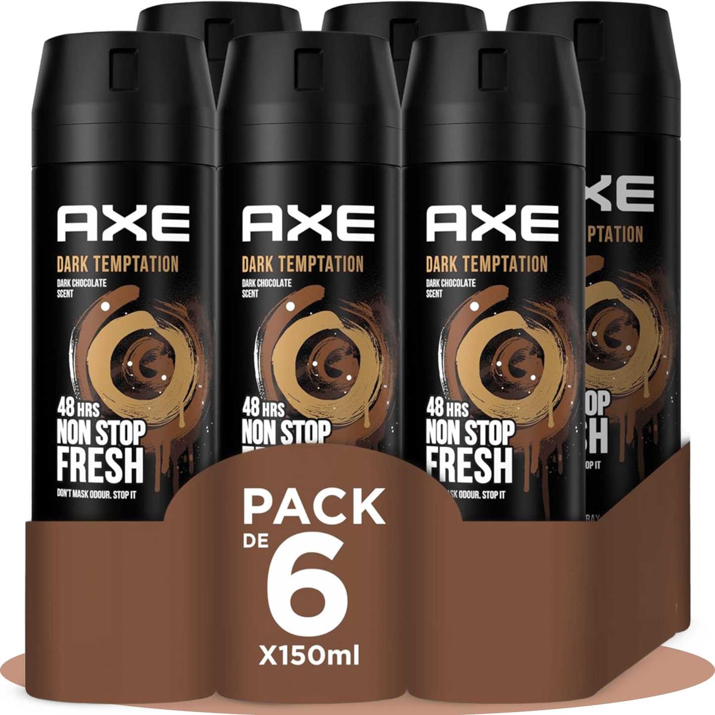 Axe Desodorante Spray Antitranspirante Dark Temptation, Aroma a Chocolate Negro​, Olor Irresistible durante 48 horas, 150ml por Spray