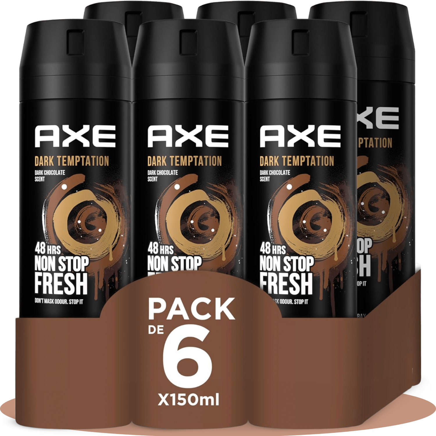 Axe Desodorante Spray Antitranspirante Dark Temptation, Aroma a Chocolate Negro​, Olor Irresistible durante 48 horas, 150ml por Spray