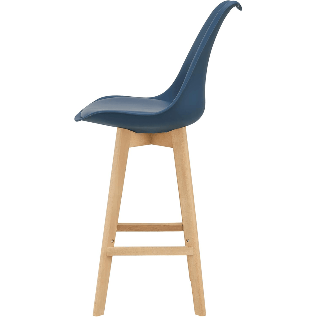 Taburete Alto Cocina con Respaldo, Asiento Blando y Tapizado, Patas Altas Resistentes de Madera de Haya con Reposapiés, Sillas Nórdicas, Ideal para Cocina, Salón, Comedor y Restaurante, 54.5 x 49.5 x 106 cm