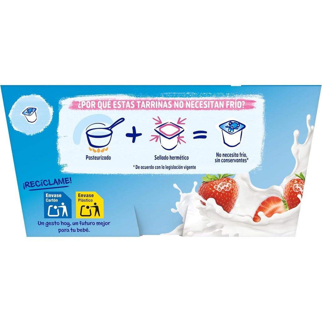 NESTLÉ Yogolino Fresa, Yogur Infantil a partir de los 8 Meses, Sin Gluten, 4 Tarrinas de 100g por Paquete