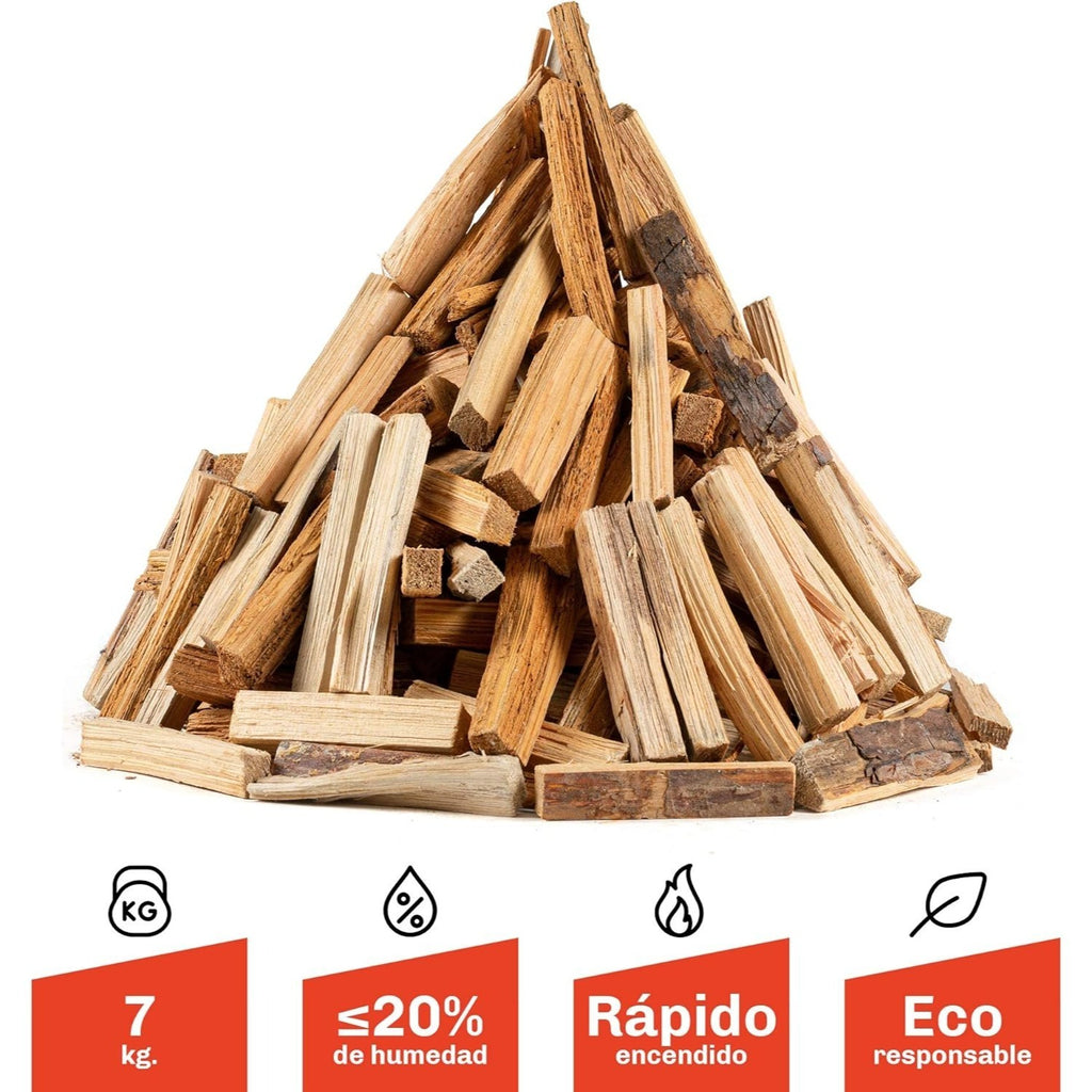 Leña para Estufas Seca de Encina Cortada en Troncos Medianos, Leña Chimenea. Astillas de Madera de Pino, Madera Seca Natural para Barbacoa, Chimenea, Caldera y Estufa