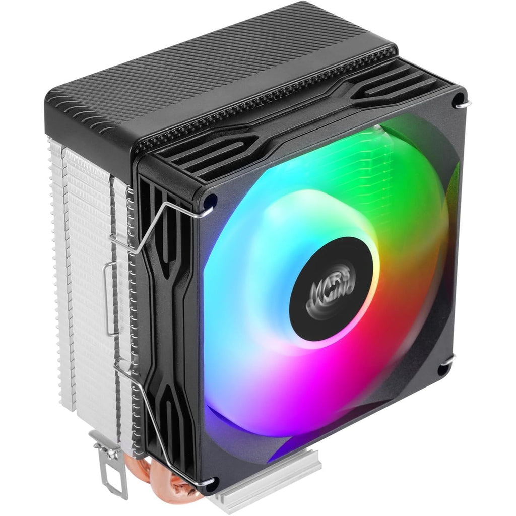 Mars Gaming MCPU-X2, Disipador CPU 150W TDP, 2x Heatpipes, Ventilador PWM FDB, Iluminación FRGB, Diseño Compacto SFF/Mini-ITX, Aletas de Aluminio, Cooler PC con Compatibilidad Intel y AMD, Negro