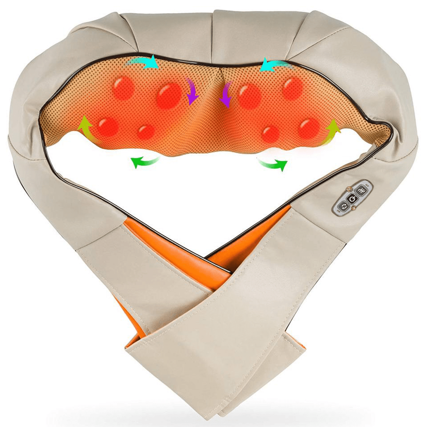 Masajeador Cuello con Calor, Intensidad Ajustable, Favorece Alivio de Tensión Muscular, Dolor y Fatiga, 2 Direcciones de Masaje, Ideal para Cuello, Hombros, Espalda, Cintura, Brazos, Piernas y Pies, Apagado Automático a los 10 min