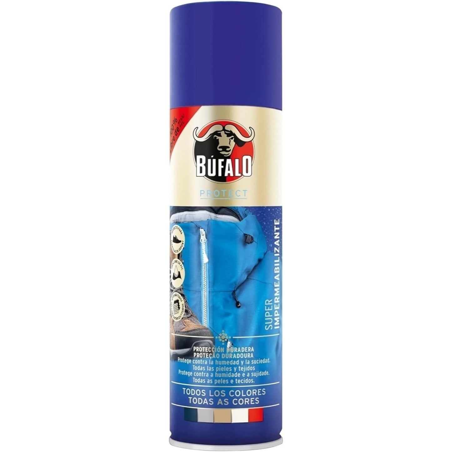 Búfalo Spray Impermeabilizante Zapatos, Spray Protector Zapatillas Transparente, 100% Repelente al Agua y a la Suciedad, Para Zapatos de Tela, Cuero y Textiles, Protector de Ante y Nobuk, 250ml