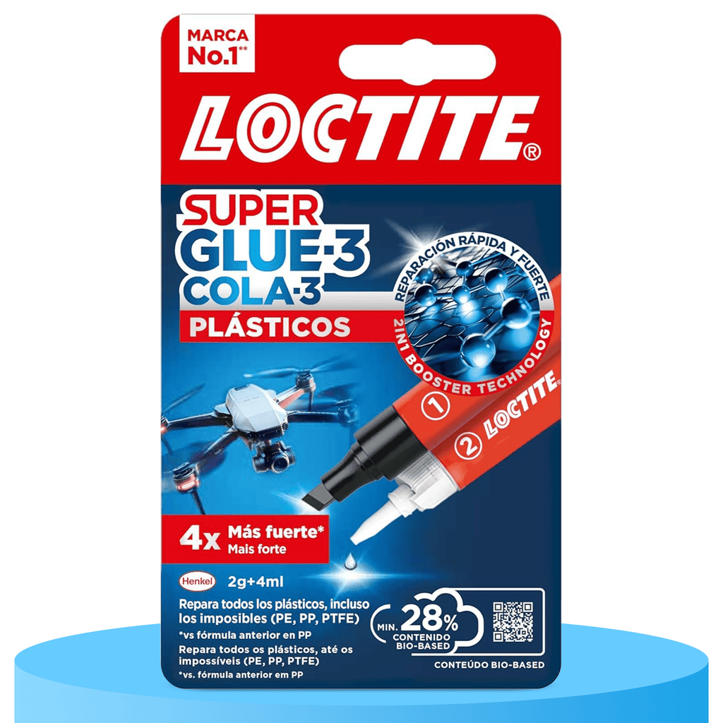 Loctite Super Glue-3 Plásticos Difíciles Transparente 2g + 4ml, Pegamento Líquido Apto para PP, PE, PTFE, PVC, Reparación Rápida 4x Más Fuerte, Aplicación Cómoda y Precisa, Con Rotulador Activador