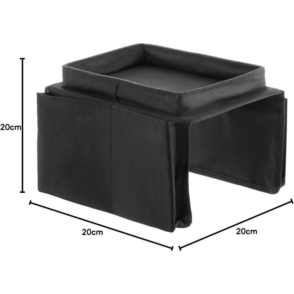 Organizador Reposabrazos Sofá, Almacenamiento Sofá, Dispone Portavasos y Bolsas de Almacenamiento Laterales, Ideal para el Mando a Distancia, Accesorios para Sala de Estar, Snacks, Gafas, Revistas y Smartphone