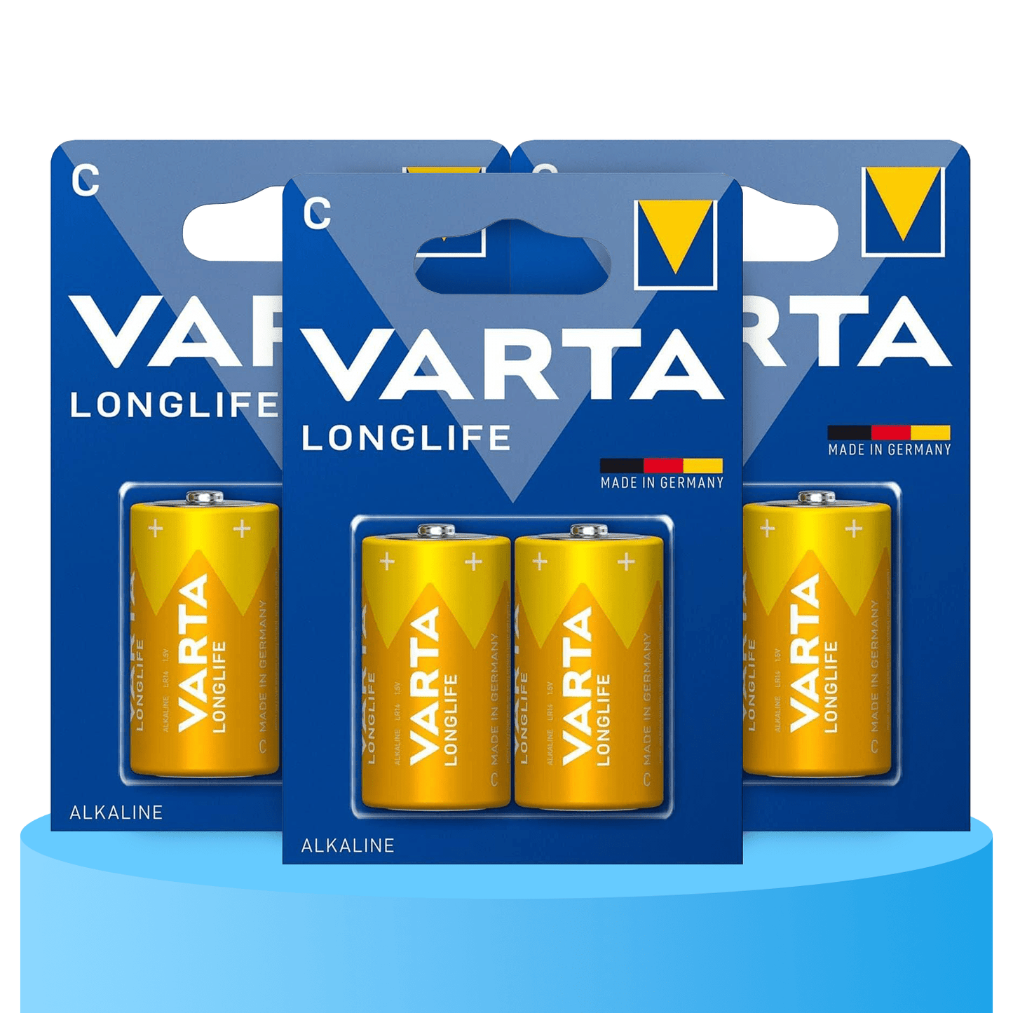 Pilas C Alcalinas de Alto Rendimiento, VARTA Longlife, Ultra Larga Duración, Energía Potente y Continua, Ideal para Linternas de Alto Consumo, Radios Portátiles, Juguetes por Control Remoto, Relojes, Despertadores y Dispositivos con Alta Demanda