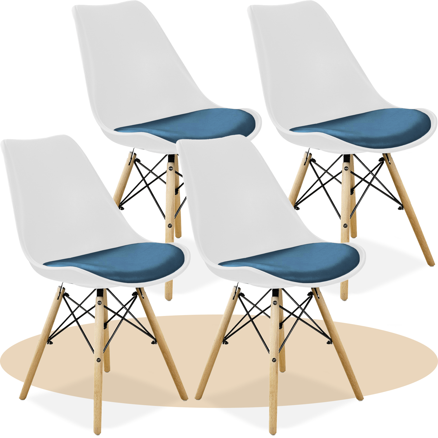 Sillas para Comedor, Sillas para Cocina con Asiento Blando, Tapizado y Patas Resistentes de Madera de Haya, Sillas Nórdicas Minimalistas, 49.5 x 44 x 79.5 cm