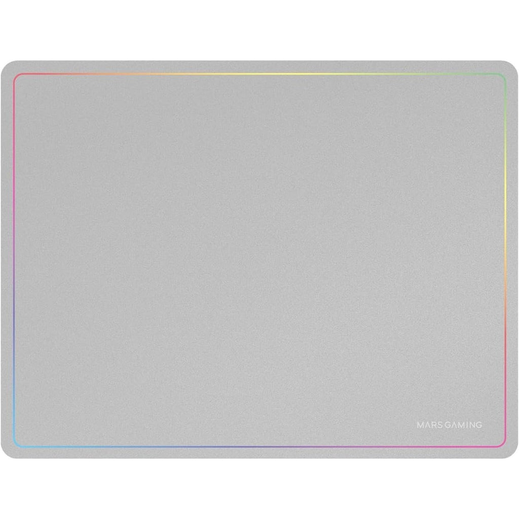 Mars Gaming MMP124, Alfombrilla Gaming 360x260mm, Diseño de Bordes Rainbow, Base Antideslizante de Caucho Natural, Superficie Nanotextil de Alta Precisión, Alfombrilla de Ratón Flexible, Blanco