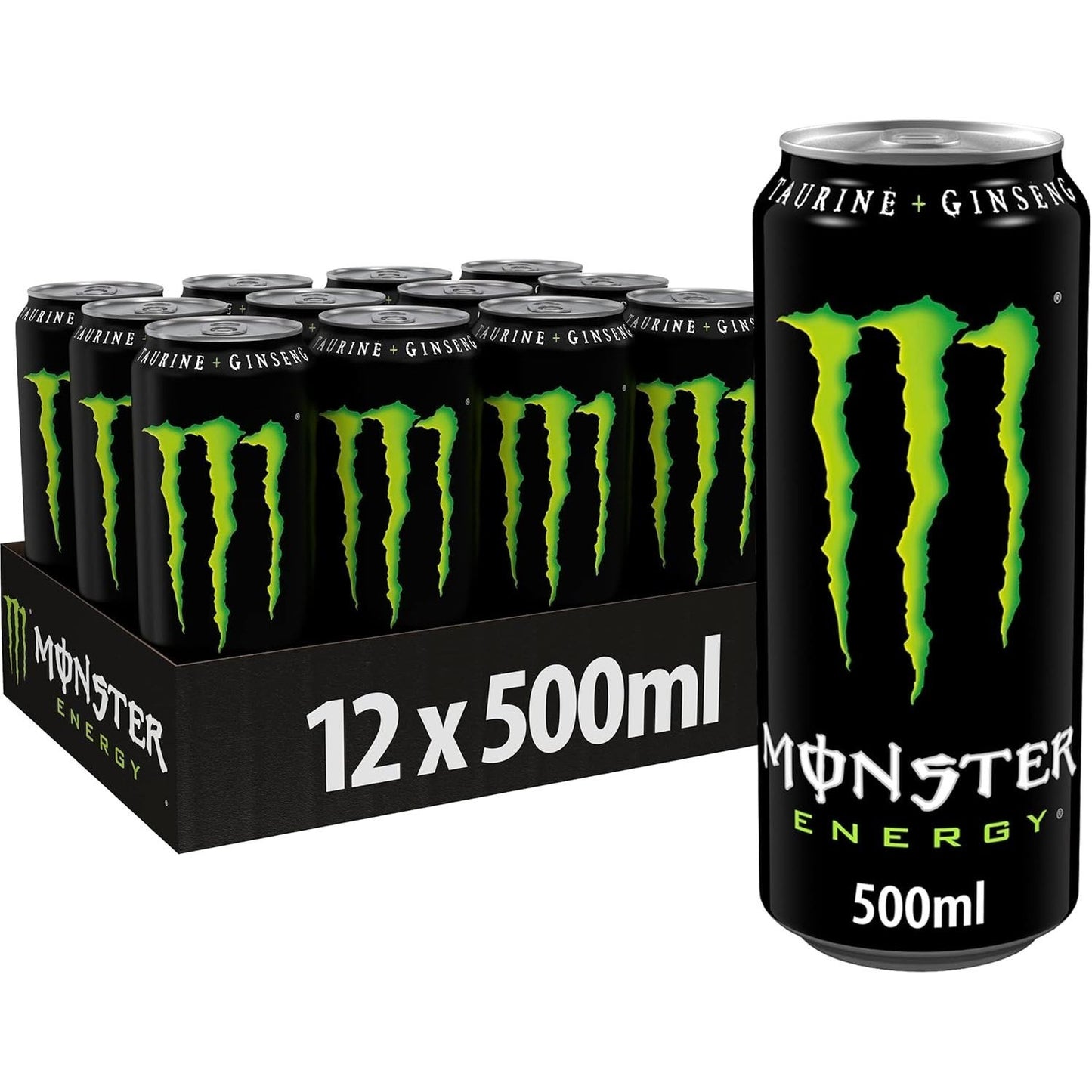 MONSTER ENERGY Bebida Energética, Refresco Energético, Pack 12/24 Latas de 500ml