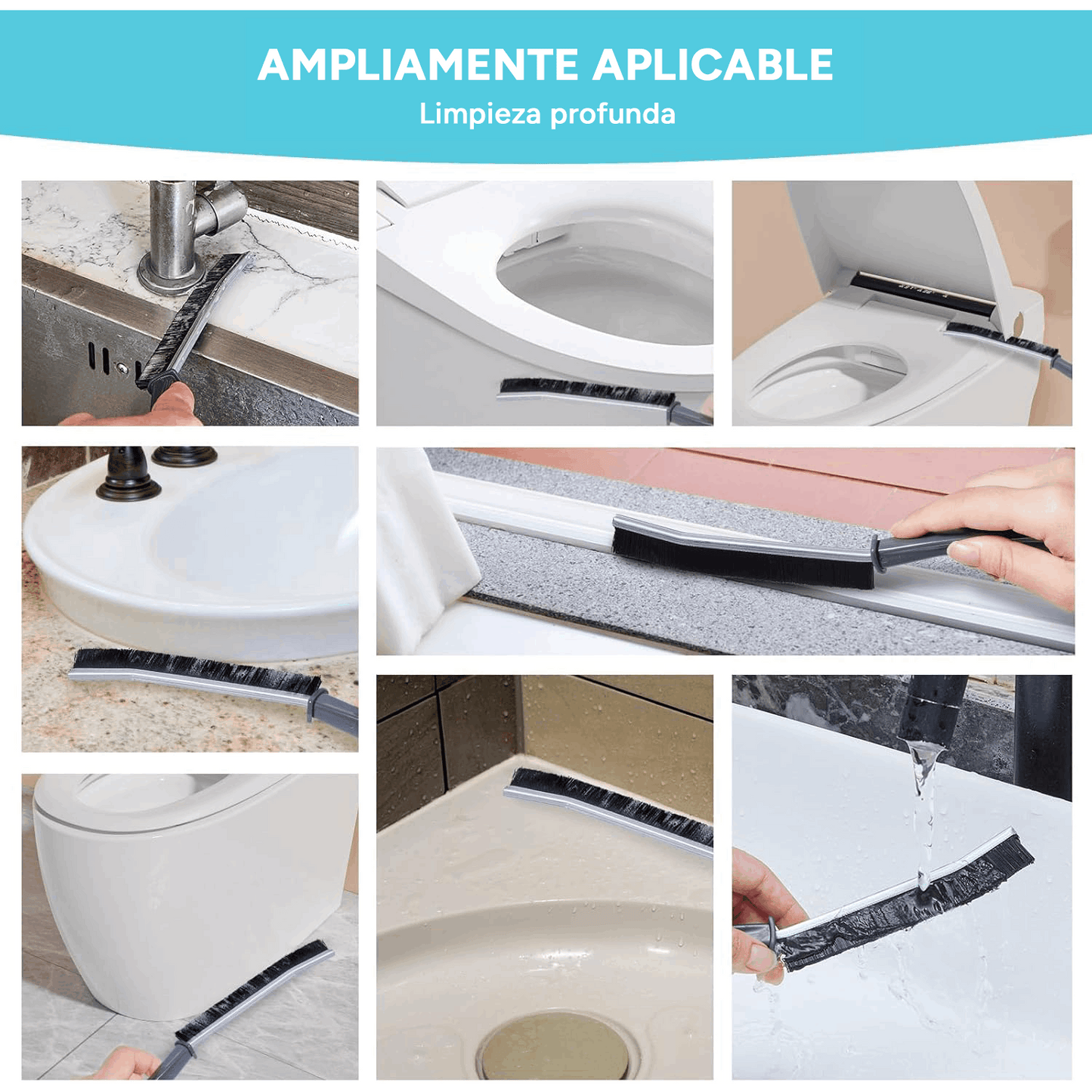 2/4 Cepillo de Limpieza Multiusos para Hendiduras, Cepillo Angular Multifunción con Mango Largo y Cerdas Resistentes, Ideal para Baño, Inodoro, Cocina, Detalles y Esquinas