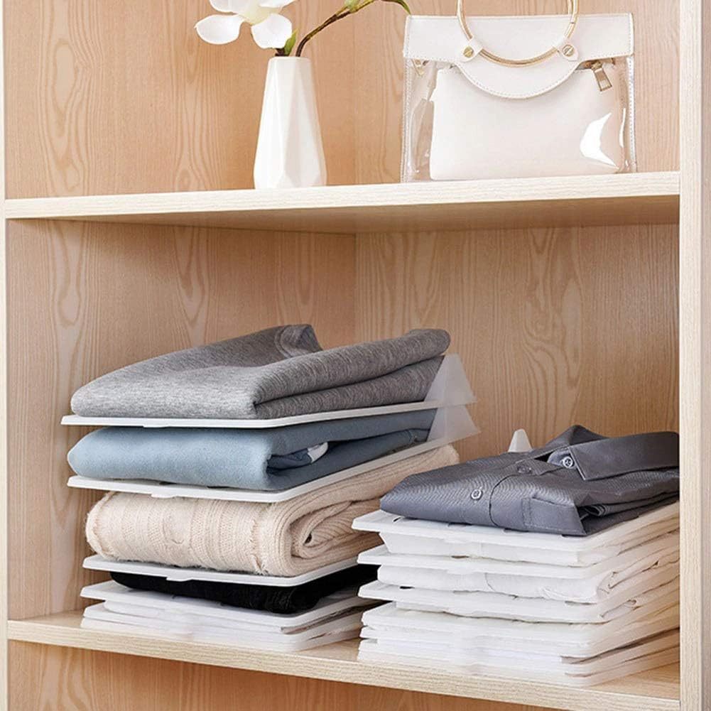 x10 Separador de Ropa, Organizador Ropa, Divisor Ropa, Separadores de Plástico, Organizador de Camisas, Camisetas, Ropa. Resistente, Antihumedad y Antiarrugas, Organiza Armarios, Cajoneras y Estanterías