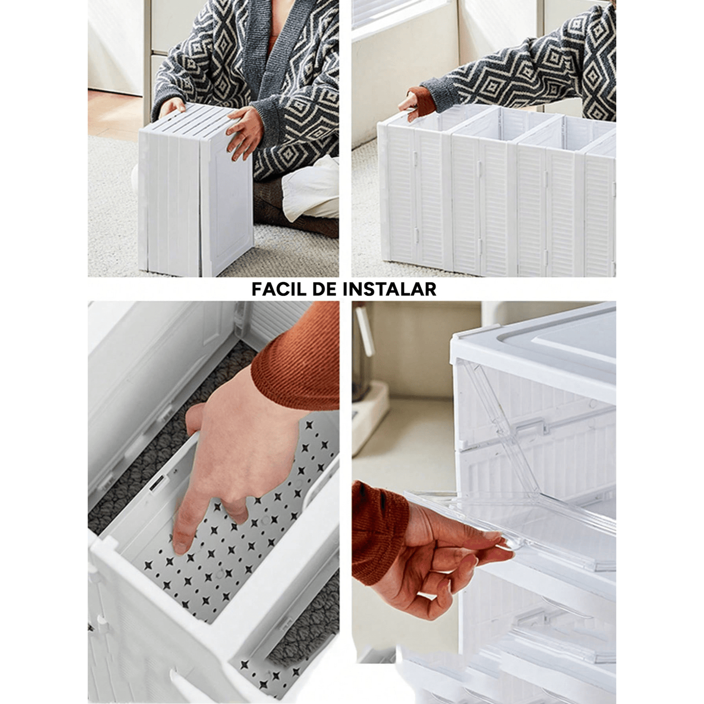 Zapatero Apilable de 6 Niveles para Zapatos, 6 Módulos para Organizar Calzado, Almacenamiento de Plástico a Prueba de Polvo con Tapa para Dormitorio y Sala de Estar, Resistente, Montaje Fácil y Rápido, Medidas Montado: 105 x 34,5 x 25,5 cm