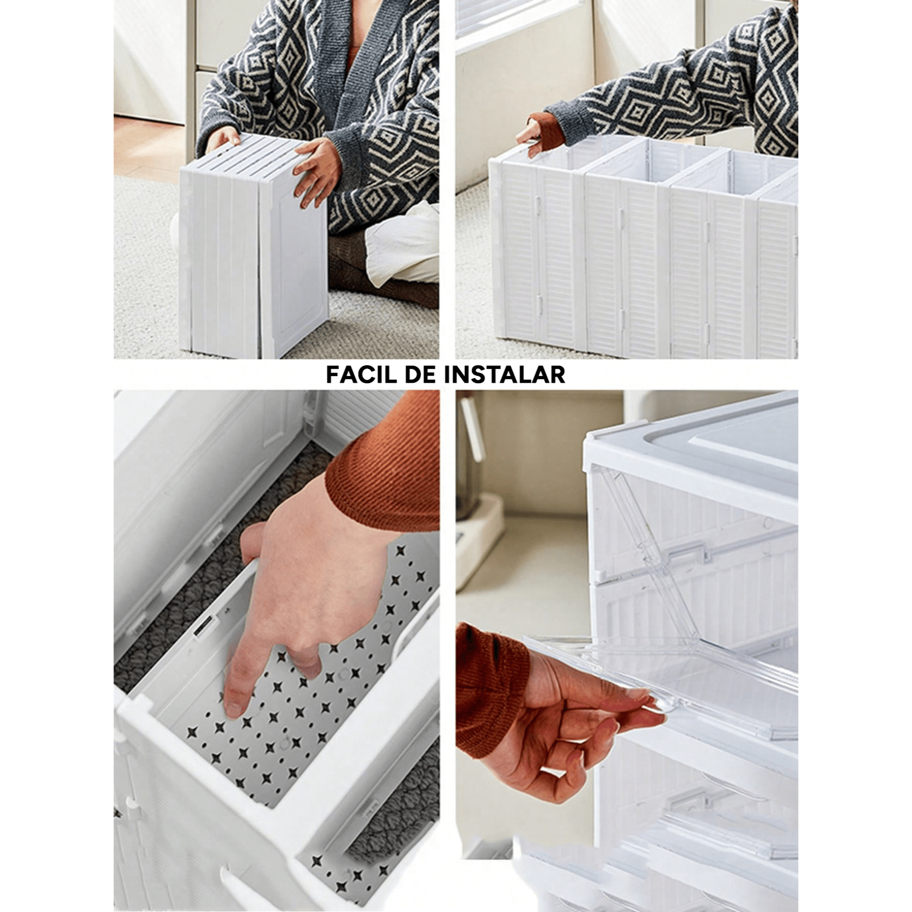 Zapatero Apilable de 6 Niveles para Zapatos, 6 Módulos para Organizar Calzado, Almacenamiento de Plástico a Prueba de Polvo con Tapa para Dormitorio y Sala de Estar, Resistente, Montaje Fácil y Rápido, Medidas Montado: 105 x 34,5 x 25,5 cm