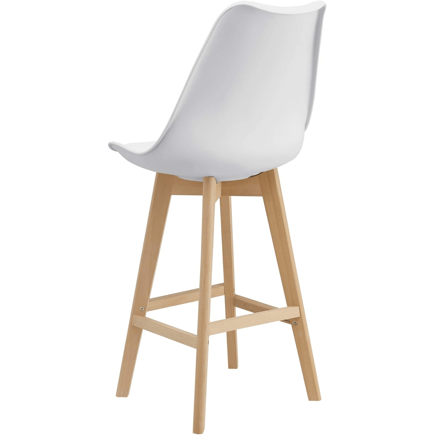 Taburete Alto Cocina con Respaldo, Asiento Blando y Tapizado, Patas Altas Resistentes de Madera de Haya con Reposapiés, Sillas Nórdicas, Ideal para Cocina, Salón, Comedor y Restaurante, 54.5 x 49.5 x 106 cm