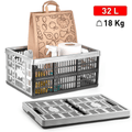Caja Plegable de 32 Litros de Capacidad, Caja Almacenamiento Plástico Resistente y Robusta, 2 Asas Laterales para Facilitar el Transporte, Perfecta para Llevar en el Maletero del Coche, Medida sin Plegar 48 x 35 x 23 cm, Medida Plegada 48 x 35 x 4 cm