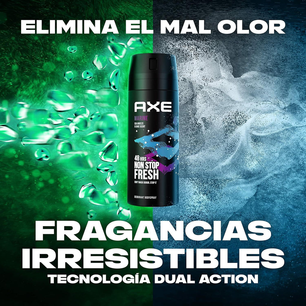 Axe Desodorante Spray Marine, Aroma Inspirada en Brisa Marina, Olor Irresistible durante 48 horas, 150ml por Spray