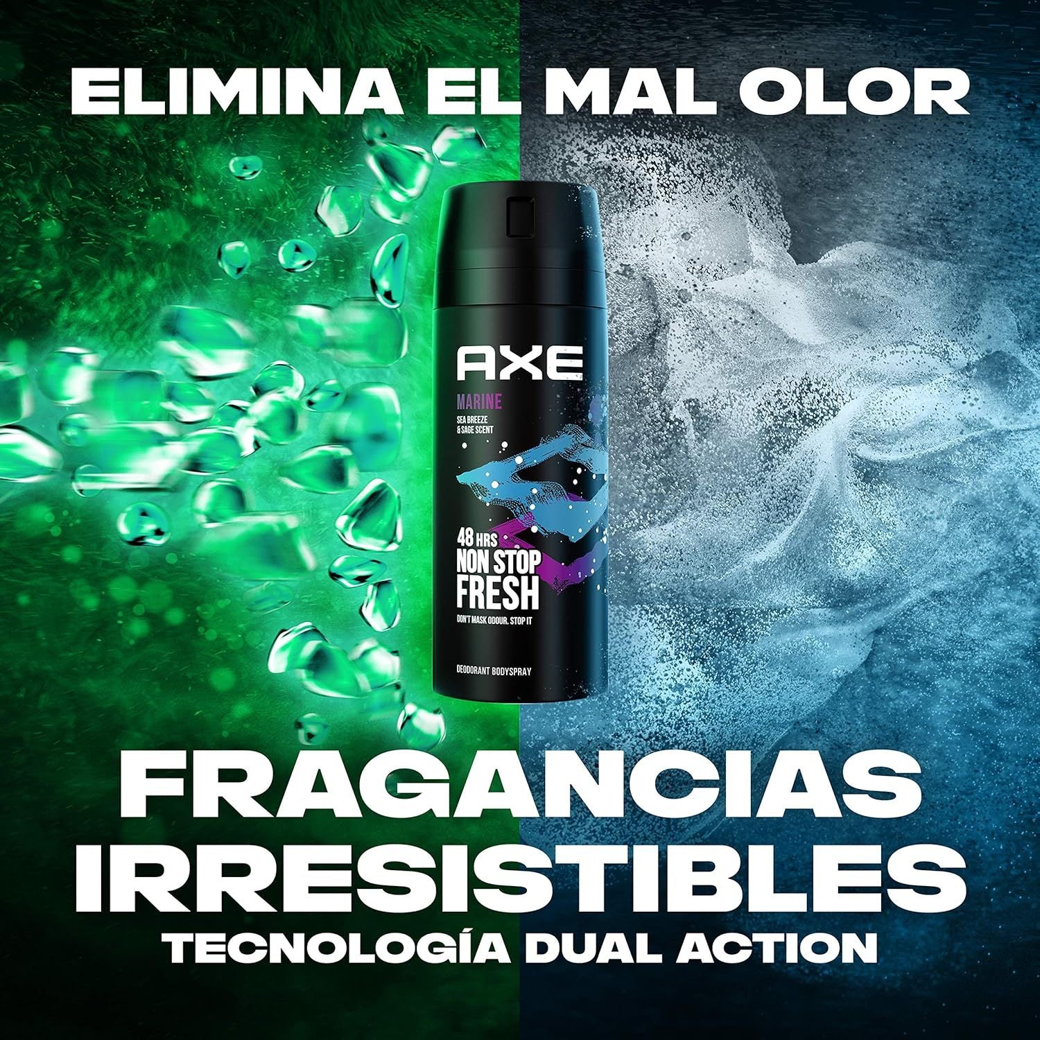 Axe Desodorante Spray Marine, Aroma Inspirada en Brisa Marina, Olor Irresistible durante 48 horas, 150ml por Spray