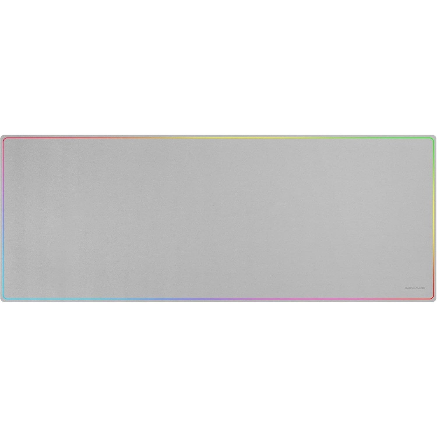 Mars Gaming MMP224, Alfombrilla Gaming XXL 880x330mm, Diseño de Bordes Rainbow, Base Antideslizante de Caucho Natural, Superficie Nanotextil de Alta Precisión, Alfombrilla de Ratón Flexible, Blanco