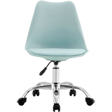 Silla Escritorio Ergonómica con Ruedas, Silla Oficina Giratoria con Altura Ajustable, Acolchada, Estilo Nórdico, Ideal para Estudio y Oficina